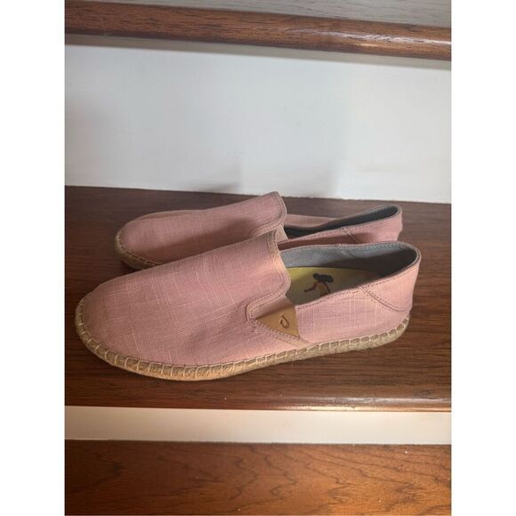 Olukai Kaula Pa'a Kapa Women Sz 9 Pink Espadrilles Linen Slip-On Shoes Loafers - Picture 5 of 6